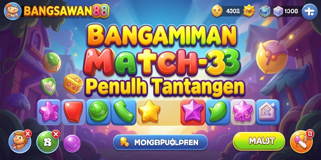 Tampilan gameplay Match-3 yang memikat dan penuh warna.