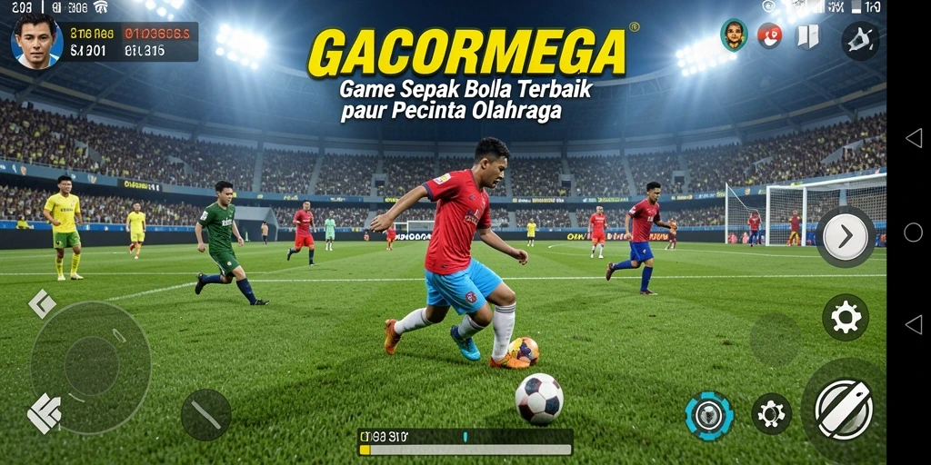 Tampilan gameplay seru di GACORMEGA dengan aksi sepak bola intens.
