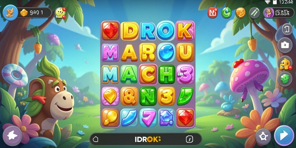 Screenshot gameplay IDROK menampilkan aksi Match-3 yang seru dan menantang.