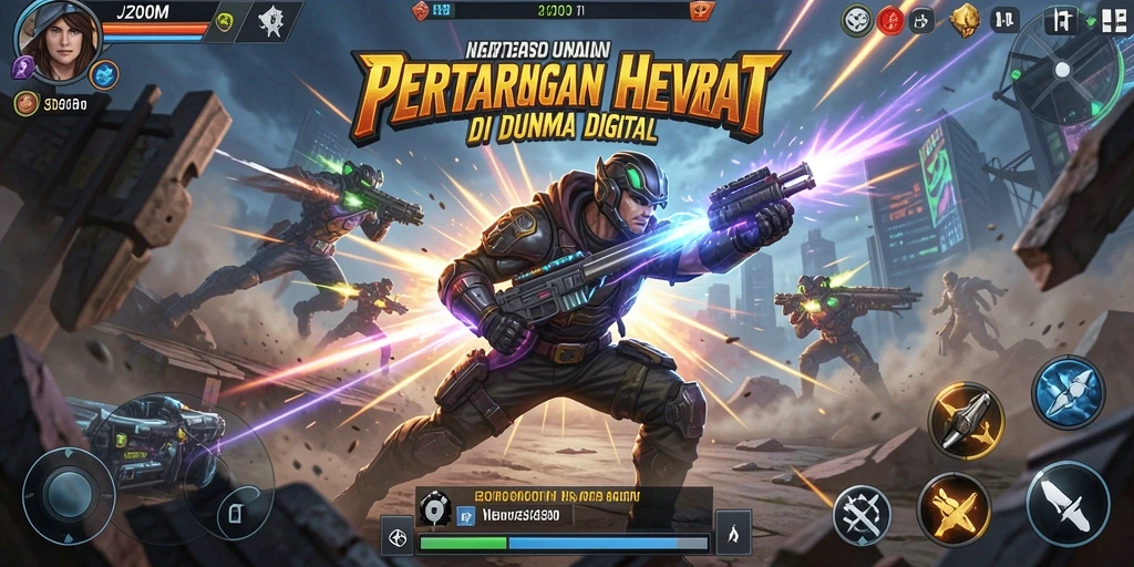Screenshot permainan J200M menampilkan aksi pertarungan penuh semangat.