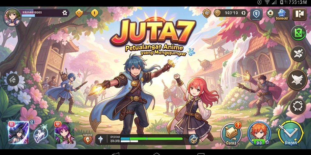 Tampilan gameplay <strong>JUTA7</strong> dalam aksi dengan karakter unik.