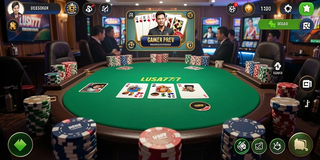 Tampilan gameplay LUSA777 yang menarik saat bermain poker.