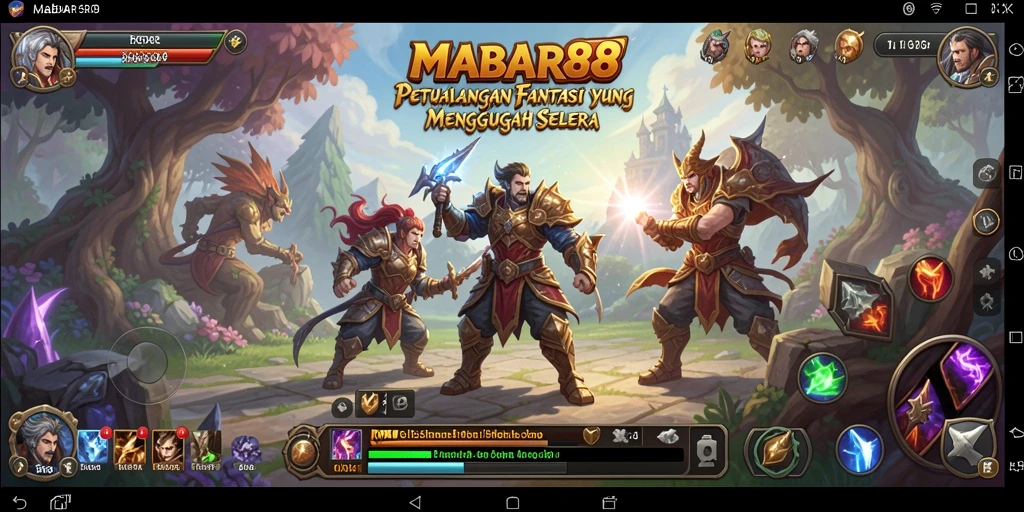 Screenshot utama MABAR88 menampilkan karakter dalam aksi pertempuran RPG yang seru.