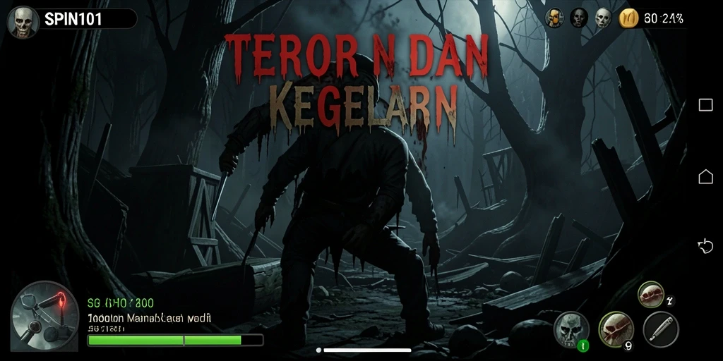 Menampilkan gameplay menegangkan dari SPIN101 dengan atmosfer horor.