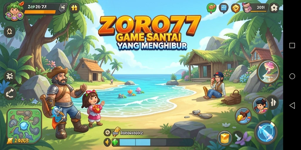 Tampilan gameplay <strong>ZORO77</strong> yang ceria dan menghibur.